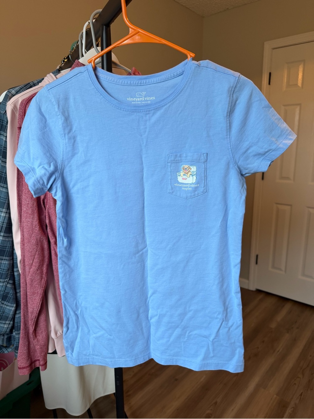 Vineyard Vines Light Blue Short Sleeve Pocket Tee with Graphic
